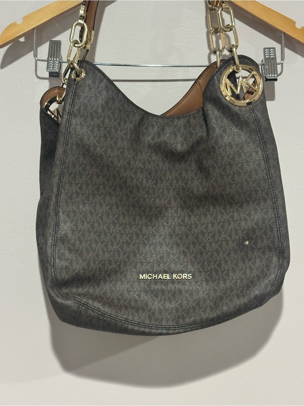 Michael Kors Fulton Large Logo Brown Signature Shoulder Bag